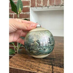 1975 Currier & Ives “Early Winter” Glass Christmas Ornament